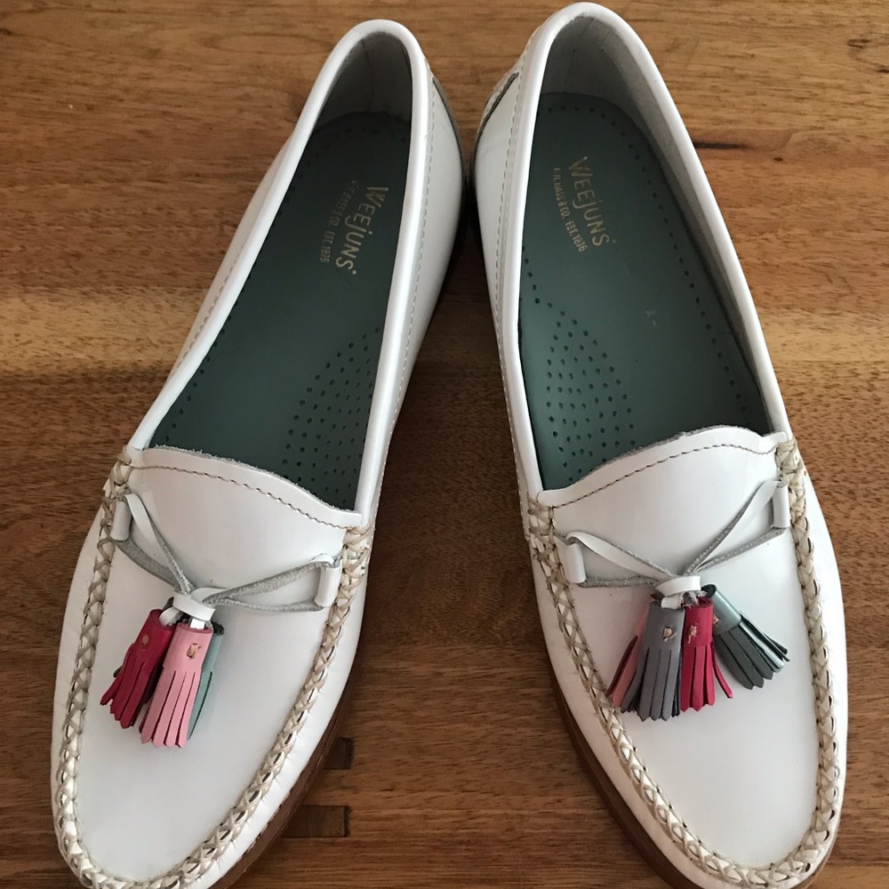 G.H. BASS WEEJUNS LOAFER WHITE LEATHER WOMEN SZ8.5